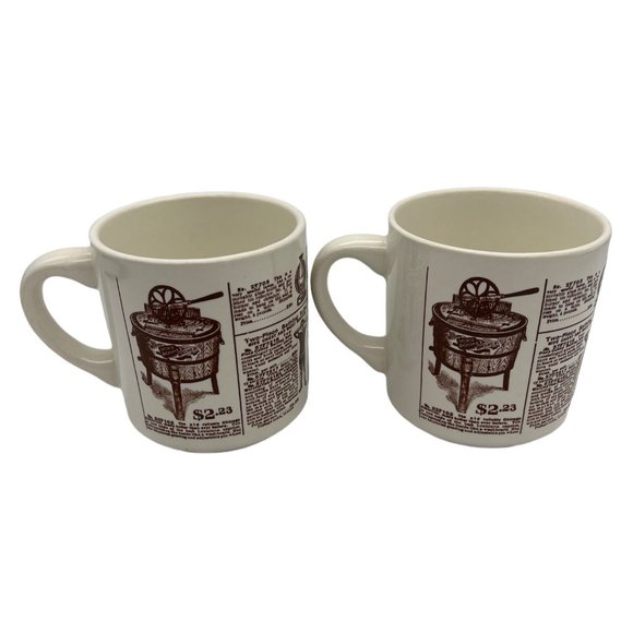 Pair Sears Roebuck & Co Catalog 1906 Coffee Mugs USA 3.5" Tall Retro Ceramic - Picture 2 of 8